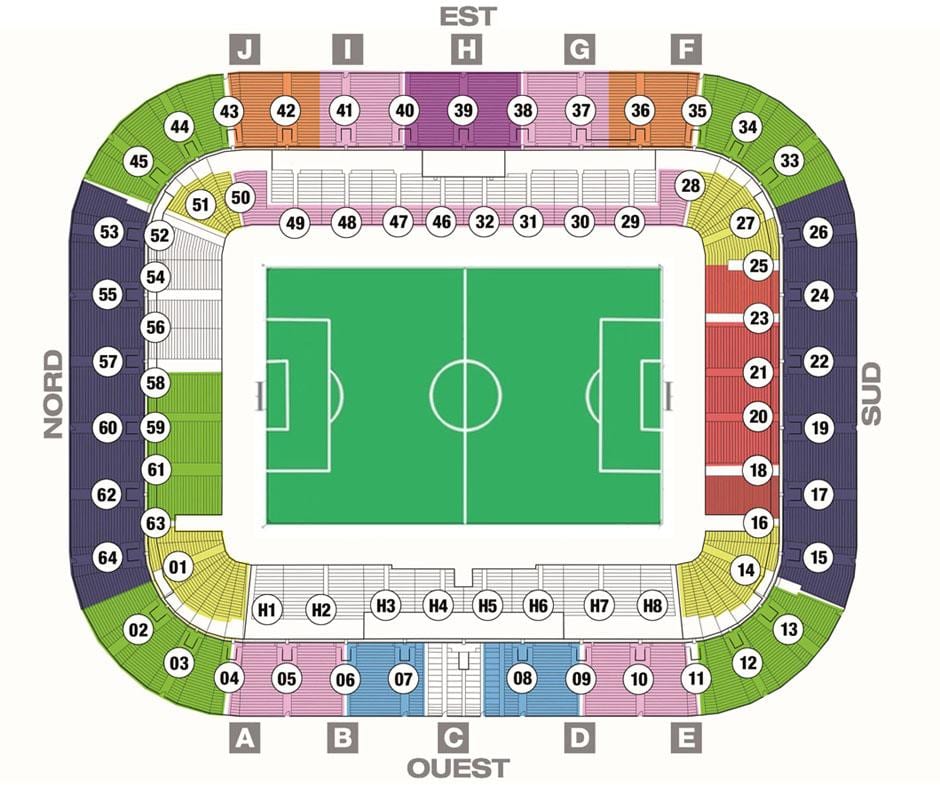 mapa de Bordeaux estádio