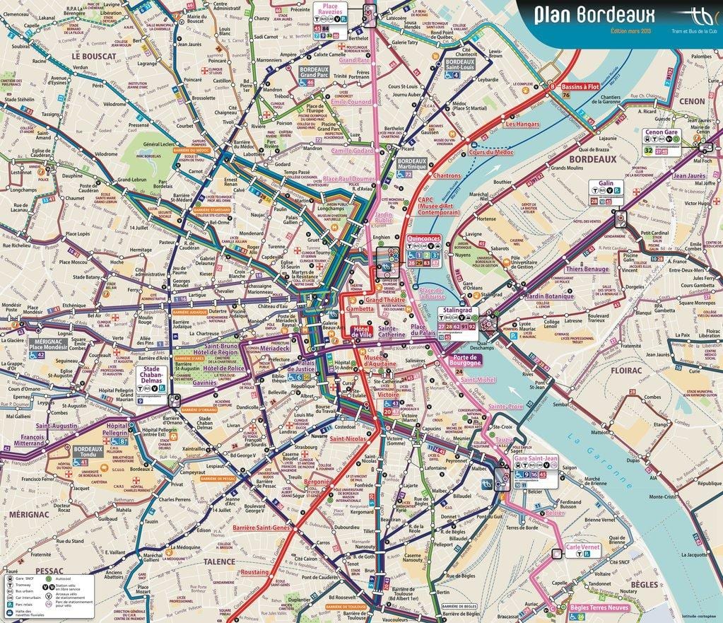 Bordeaux ônibus mapa de rotas