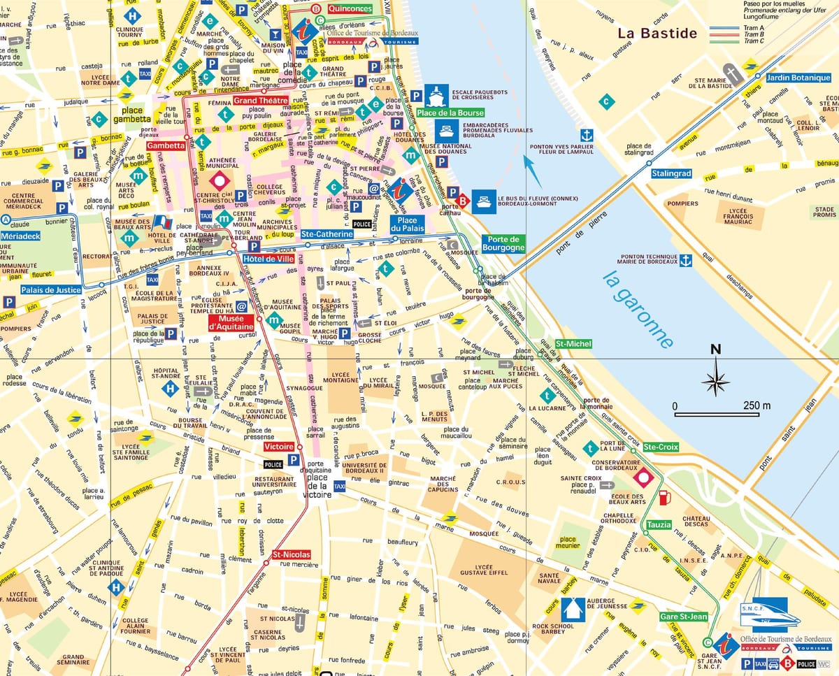 mapa de ruas de Bordeaux, frança