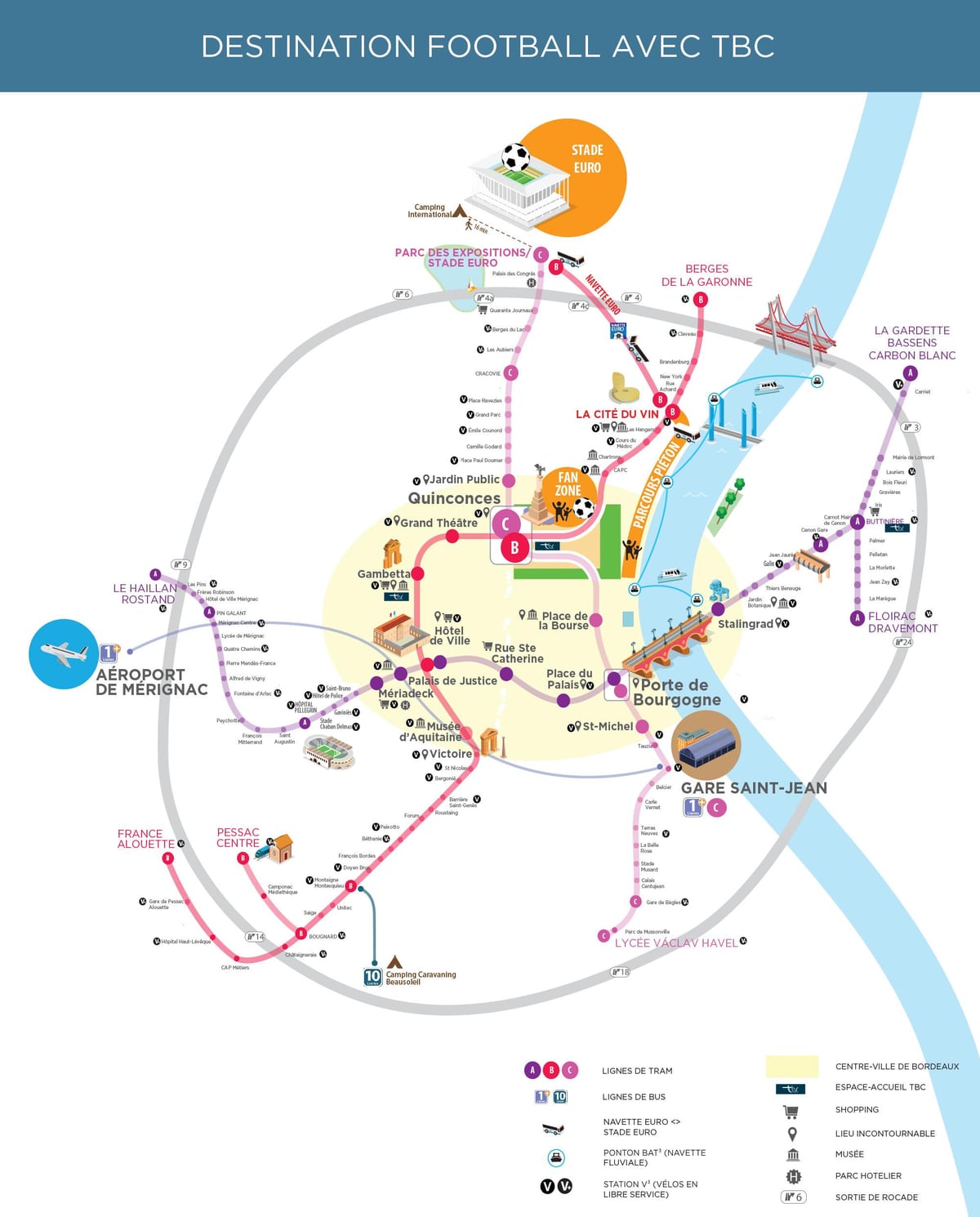 Bordeaux mapa de transporte público