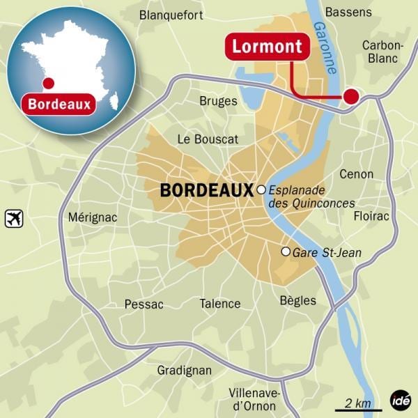mapa de Bordeaux subúrbio