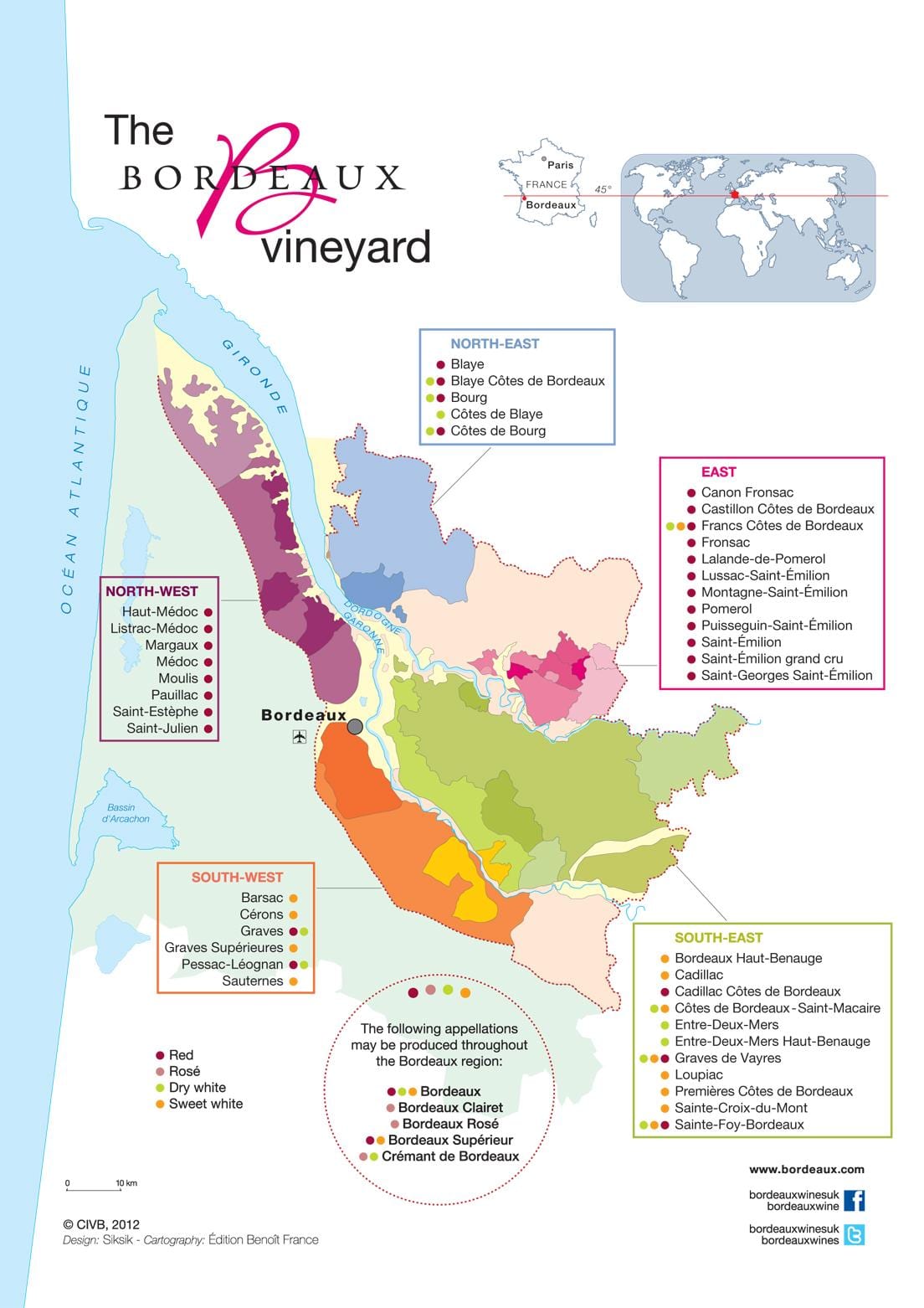 mapa do vinho de Bordeaux país