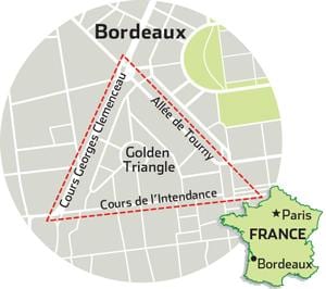 mapa de Bordéus, golden triangle