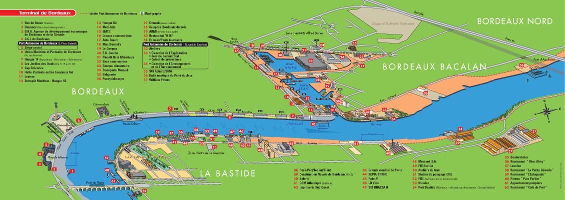 mapa do porto de Bordeaux 