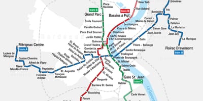 Bordeaux eléctrico mapa de rotas