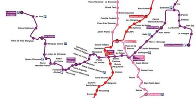 Mapa de Bordeaux estação