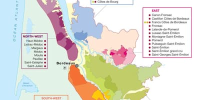 Mapa do vinho de Bordeaux país