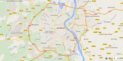 Mapa de área de Bordeaux, frança