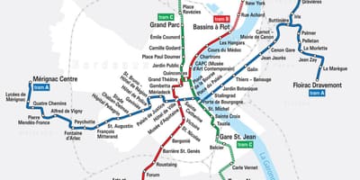 Bonde mapa de Bordeaux, frança