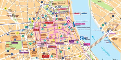 Mapa de rua centro da cidade de Bordeaux