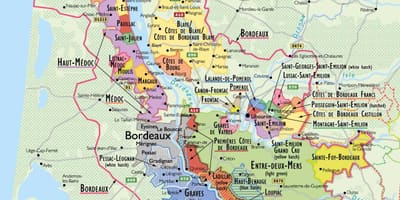 Bordeaux vinhas mapa